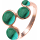 Bague acier rosé - 4 cabochons malachite - diamètre 5, 6, 7 et 6mm - T50 à T64