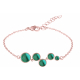 Bracelet acier rosé - 5 cabochons malachite - diamètre 9, 7, 7, 6 et 5mm - 16+4cm