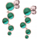 Boucles d'oreille acier rosé - 5 cabochons malachite - diamètre 9, 7, 7, 6 et 5mm