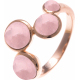 Bague acier rosé - 4 cabochons quartz rose - diamètre 5, 6, 7 et 6mm - T50 à T64