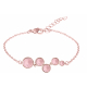 Bracelet acier rosé - 5 cabochons quartz rose - diamètre 9, 7, 7, 6 et 5mm - 16+4cm