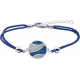 Bracelet acier - coton bleu foncé - lapis - blue lace agate - diamètre 20mm - 16+4cm