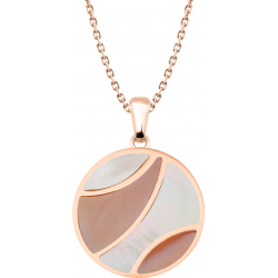 Collier acier rosé - nacre- nacre rosé - diamètre 25mm - 45+10cm