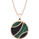 Collier acier rosé - malachite - onyx - diamètre 25mm - 45+10cm