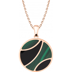 Collier acier rosé - malachite - onyx - diamètre 25mm - 45+10cm