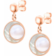 Boucles d'oreille acier rosé - nacre- nacre rosé - diamètre 14mm