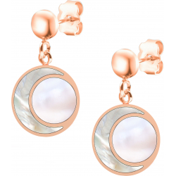 Boucles d'oreille acier rosé - nacre- nacre rosé - diamètre 14mm