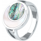 Bague acier - nacre rosé - abalone - diamètre pierre 16mm - T50 à T64