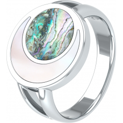 Bague acier - nacre rosé - abalone - diamètre pierre 16mm - T50 à T64