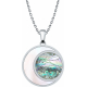 Collier acier - nacre rosé - abalone - diamètre 22mm - 40+5cm