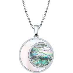 Collier acier - nacre rosé - abalone - diamètre 22mm - 40+5cm