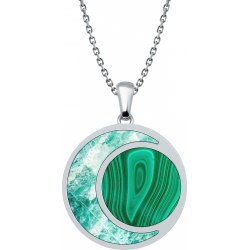 Collier acier - amazonite - malachite - diamètre 22mm - 40+5cm