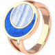 Bague acier rosé - lapis lazuli - blue lace agate - diamètre pierre 16mm - T50 à T64