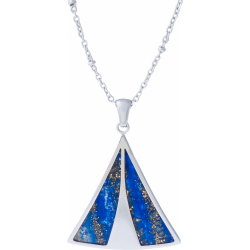 Collier acier - lapis lazuli - longueur 42+10cm