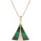 Collier acier rosé - malachite - longueur 42+10cm