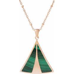 Collier acier rosé - malachite - longueur 42+10cm