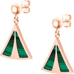 Boucles d'oreille acier rosé - malachite