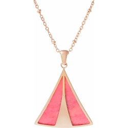 Collier acier rosé - rhodonite - longueur 42+10cm