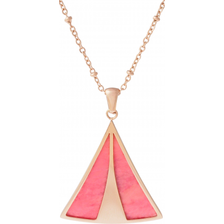 Collier acier rosé - rhodonite - longueur 42+10cm