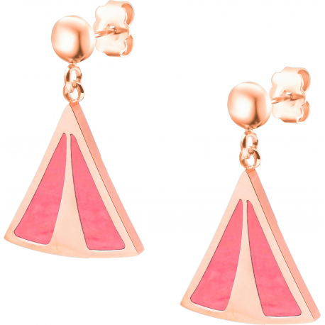 Boucles d'oreille acier rosé - rhodonite