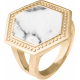 Bague acier doré - howlite blanche - T52 à T64