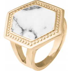 Bague acier doré - howlite blanche - T52 à T64