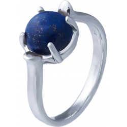 Bague argent rhodié 3,5g - rond 8mm cabochon - lapis lazuli - T50 à 64