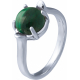 Bague argent rhodié 3,5g - rond 8mm cabochon - malachite - T50 à 64