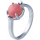Bague argent rhodié 3,5g - rond 8mm cabochon - rhodocrosite - T50 à 64