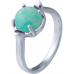 Bague argent rhodié 3,5g - rond 8mm cabochon - amazonite - T50 à 64