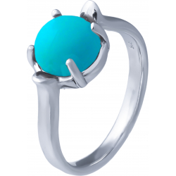 Bague argent rhodié 3,5g - rond 8mm cabochon - turquoise - T50 à 64