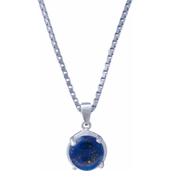 Collier argent rhodié 3,3g - rond 8mm cabochon - lapis lazuli - 40cm