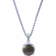 Collier argent rhodié 3,3g - rond 8mm cabochon - labradorite - 40cm