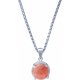 Collier argent rhodié 3,3g - rond 8mm cabochon - rhodocrosite - 40cm