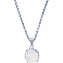 Collier argent rhodié 3,3g - rond 8mm cabochon - pierre de lune - 40cm