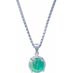 Collier argent rhodié 3,3g - rond 8mm cabochon - amazonite - 40cm