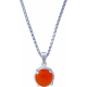 Collier argent rhodié 3,3g - rond 8mm cabochon - cornaline - 40cm