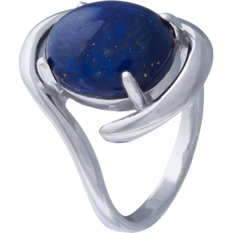 Bague argent rhodié 4,7g - oval 10x12mm cabochon - lapis lazuli - T50 à 64