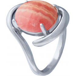 Bague argent rhodié 4,7g - oval 10x12mm cabochon - rhodocrosite - T50 à 64