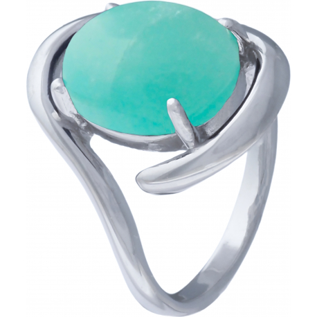 Bague argent rhodié 4,7g - oval 10x12mm cabochon - amazonite - T50 à 64