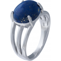 Bague argent rhodié 5,3g - oval 10x12mm cabochon - lapis lazuli - T50 à 64