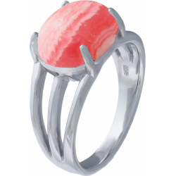 Bague argent rhodié 5,3g - oval 10x12mm cabochon - rhodocrosite - T50 à 64