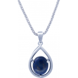 Collier argent rhodié 6,3g - oval 12x10mm cabochon - lapis lazuli - 45cm