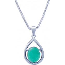 Collier argent rhodié 6,3g - oval 12x10mm cabochon - amazonite - 45cm