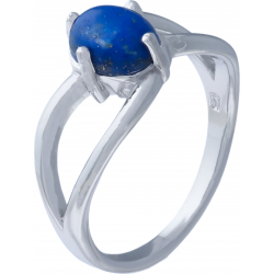 Bague argent rhodié 3g - oval 6x8mm cabochon - lapis lazuli - T50 à 64