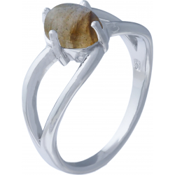 Bague argent rhodié 3g - oval 6x8mm cabochon - labradorite - T50 à 64