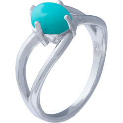 Bague argent rhodié 3g - oval 6x8mm cabochon - turquoise - T50 à 64