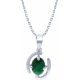 Collier argent rhodié 3,9g - oval 6x8mm cabochon - malachite - 38+5cm