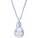 Collier argent rhodié 3,6g - oval 6x8mm cabochon - pierre de lune - 40cm