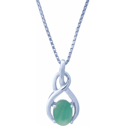 Collier argent rhodié 3,6g - oval 6x8mm cabochon - amazonite - 40cm